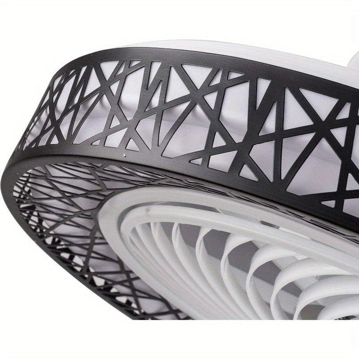 Flush Mount Bladeless Ceiling Fan with LED Light, Enclosed Ceiling Fan Lamp with for Living Room Bedroom-ErisView