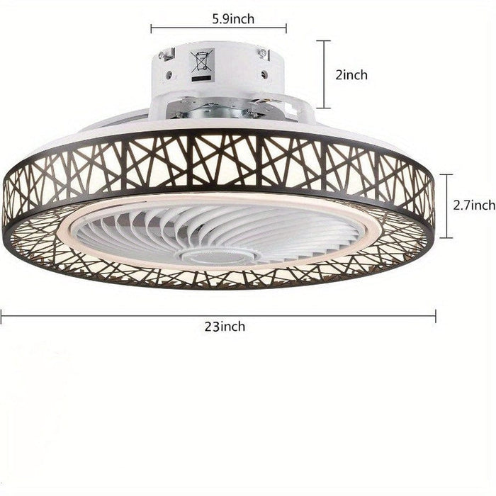 Flush Mount Bladeless Ceiling Fan with LED Light, Enclosed Ceiling Fan Lamp with for Living Room Bedroom-ErisView