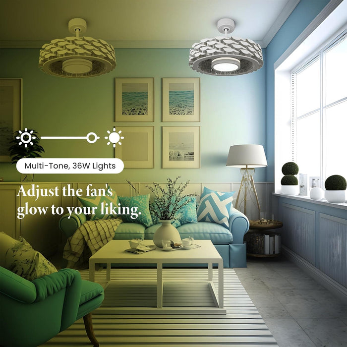 Flush Mount Bladeless Ceiling Fan with Light and Remote Wi-Fi Connect, Low Profile Flush Mount Ceiling Fan for Bedroom Living Room-10-ErisView