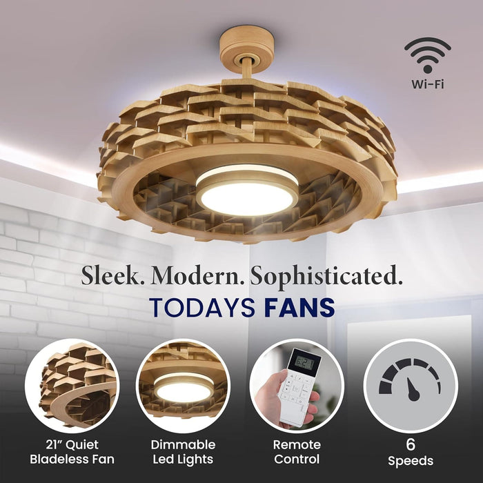 Flush Mount Bladeless Ceiling Fan with Light and Remote Wi-Fi Connect, Low Profile Flush Mount Ceiling Fan for Bedroom Living Room-17-ErisView
