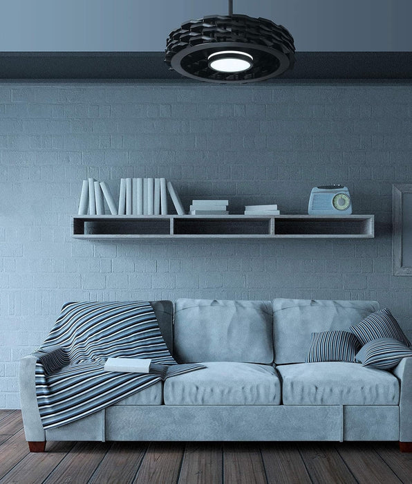 Flush Mount Bladeless Ceiling Fan with Light and Remote Wi-Fi Connect, Low Profile Flush Mount Ceiling Fan for Bedroom Living Room-3-ErisView
