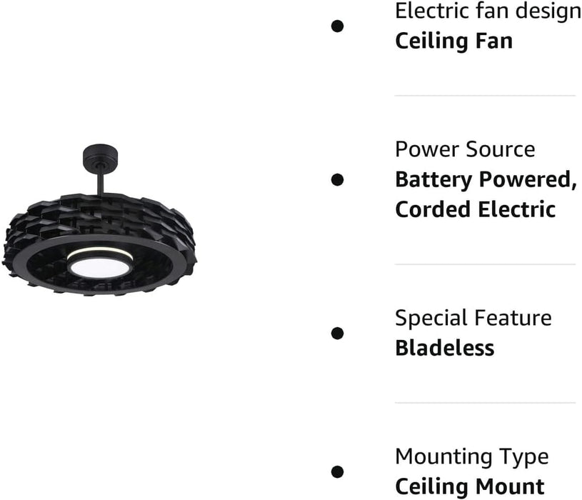 Flush Mount Bladeless Ceiling Fan with Light and Remote Wi-Fi Connect, Low Profile Flush Mount Ceiling Fan for Bedroom Living Room-6-ErisView