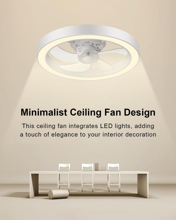 Flush Mount Ceiling Fan with Light and Remote, White Mini Dimmable Low Profile Ceiling Fan-2-ErisView