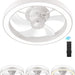 Flush Mount Ceiling Fan with Light and Remote, White Mini Dimmable Low Profile Ceiling Fan-1-ErisView
