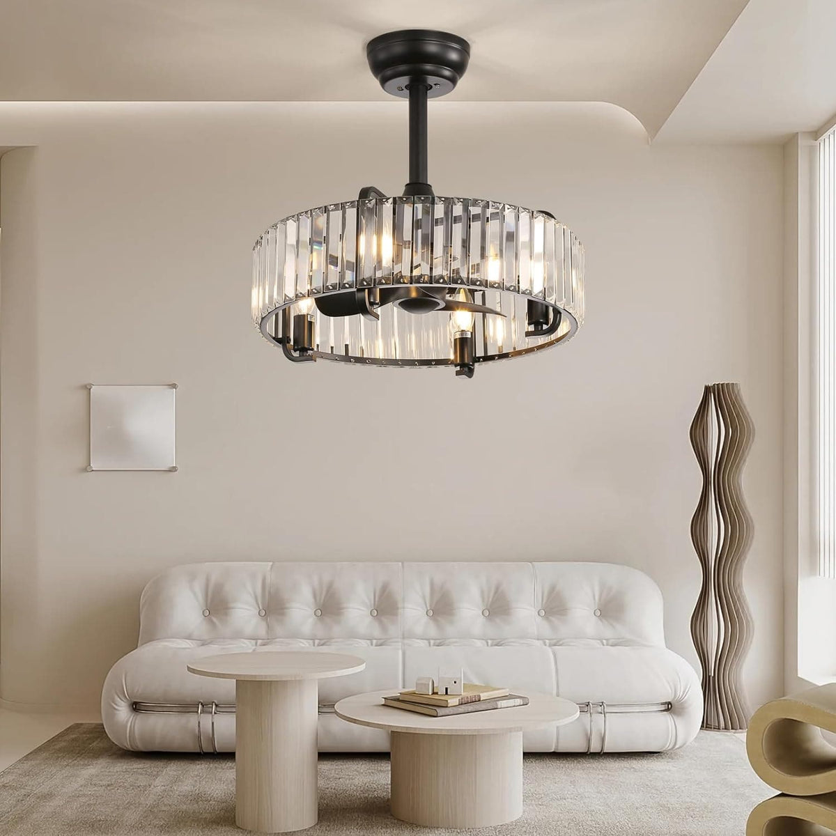Flush Mount Chandelier Ceiling Fan