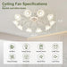 Flush Mount Low Ceiling Fan, Flower Ceiling Fan, Chandelier Fan with Light and Remote, Bladeless Modern Fandelier, Reversible Quiet Ceiling Fans-10-ErisView