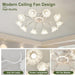 Flush Mount Low Ceiling Fan, Flower Ceiling Fan, Chandelier Fan with Light and Remote, Bladeless Modern Fandelier, Reversible Quiet Ceiling Fans-11-ErisView