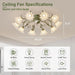 Flush Mount Low Ceiling Fan, Flower Ceiling Fan, Chandelier Fan with Light and Remote, Bladeless Modern Fandelier, Reversible Quiet Ceiling Fans-3-ErisView