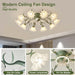 Flush Mount Low Ceiling Fan, Flower Ceiling Fan, Chandelier Fan with Light and Remote, Bladeless Modern Fandelier, Reversible Quiet Ceiling Fans-4-ErisView
