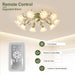 Flush Mount Low Ceiling Fan, Flower Ceiling Fan, Chandelier Fan with Light and Remote, Bladeless Modern Fandelier, Reversible Quiet Ceiling Fans-7-ErisView
