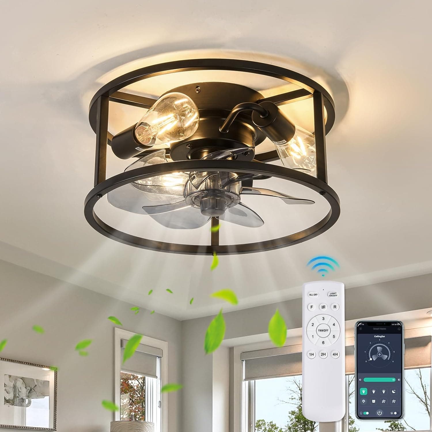 Kitchen Flush Mount Ceiling Fans LUDOMIDE Ceiling Fans With Lights And
