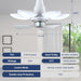 Foldable Socket Ceiling Fan with Light and Remote, Dimmable Quiet Ceiling Fans, Screw In Ceiling Fan with Extender for Bedroom Living Room Kitchen Garage-5-ErisView