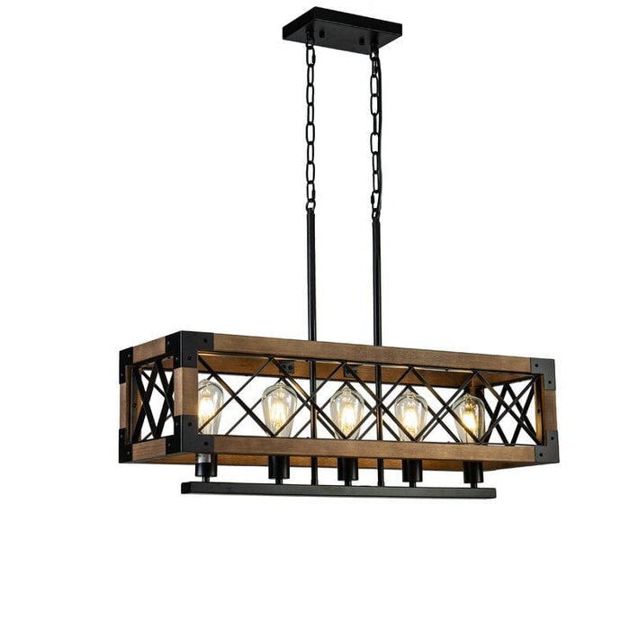 Linear Rectangle Wood Chandelier Gazebo Chandelier for Kitchen Dining Room