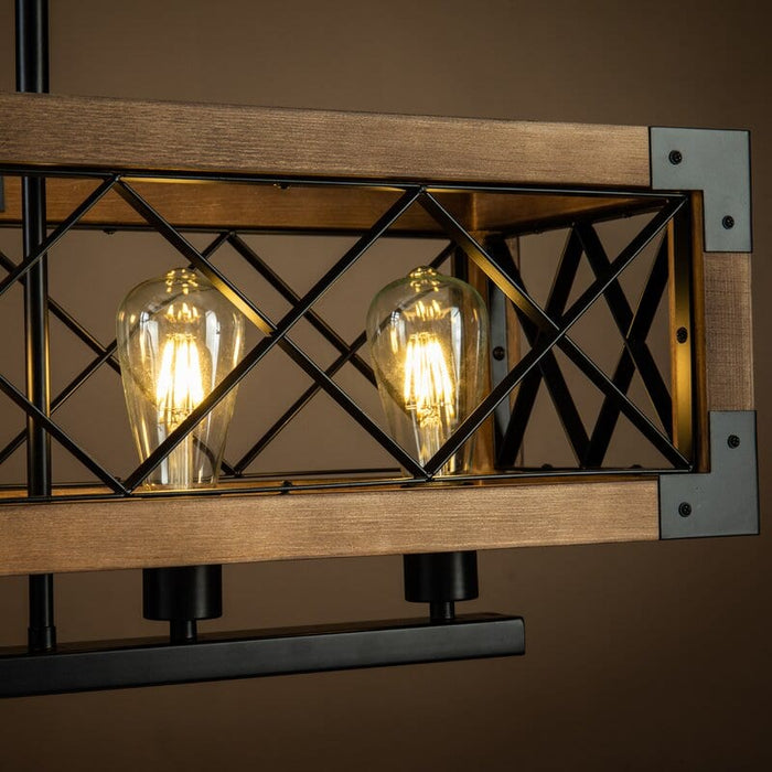 Linear Rectangle Wood Chandelier Gazebo Chandelier for Kitchen Dining Room