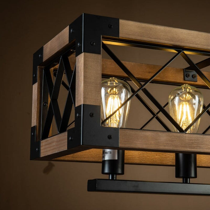 Linear Rectangle Wood Chandelier Gazebo Chandelier for Kitchen Dining Room