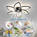 Geometric Ceiling Fans with Lights and Remote, Flush Mount Bladeless Ceiling Fan, White Low Profile Fandelier Flush Mount for Kitchen Bedroom Living Room-12-ErisView
