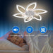 Geometric Ceiling Fans with Lights and Remote, Flush Mount Bladeless Ceiling Fan, White Low Profile Fandelier Flush Mount for Kitchen Bedroom Living Room-3-ErisView