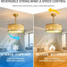 Gold Caged Rattan Ceiling Fan with Light and Remote Control, Reversible Fan in Winter Summer,, Chandelier Ceiling Fan for Bedroom Living Room Kitchen-3-ErisView