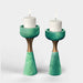 Green Marble Cone-shaped Tabletop Candlestick-Set of 2 with Candles-ErisView