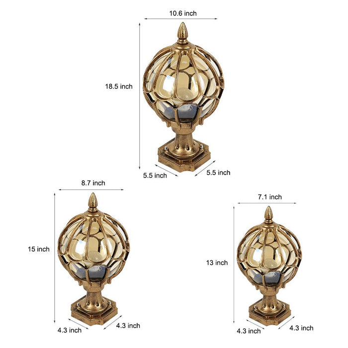Vintage Ball Waterproof Aluminum European Outdoor Fence Post Lights