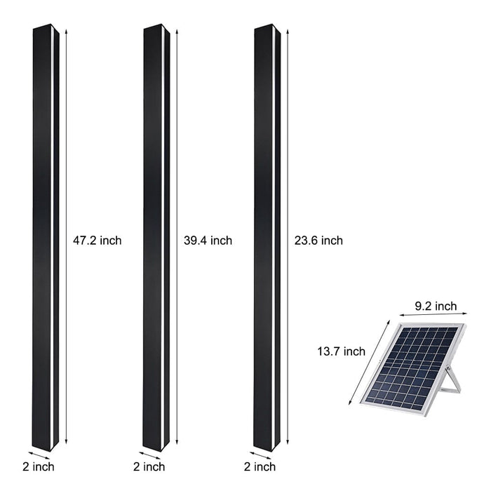 Minimalist Long Strip LED Waterproof Black Modern Solar Wall Sconce Lighting