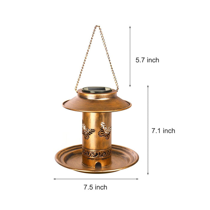 Retro Butterflies Hollow Metal Rustic Bird Feeder Solar Hanging Lights
