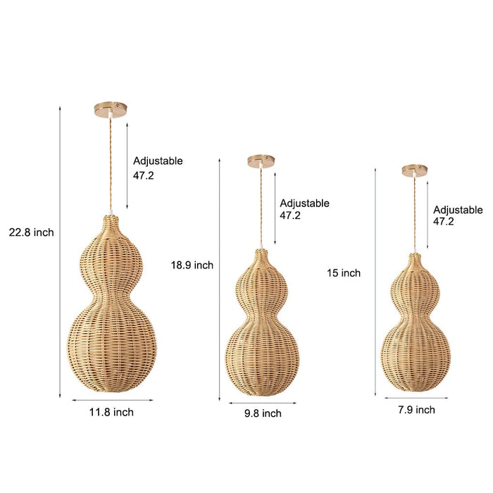 Rattan Gourd Waterproof Retro Outdoor Chandelier Porch Lights Wall Lamp