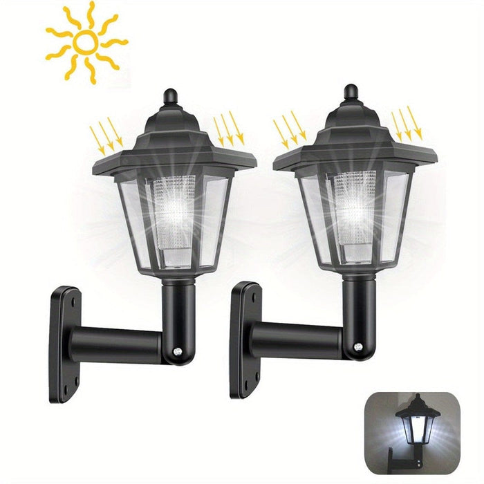Hexagonal Wall Mount Solar Outdoor Light, LED Solar Sconce Wall Lantern Lamp, Outdoor Solar Street Light for Patio Porch Garden Decor-White Light-ErisView