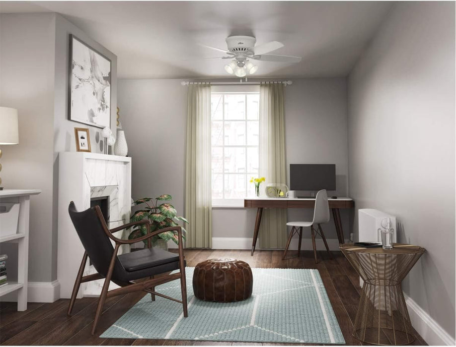 Indoor 52 in. Low Ceiling Fan and Light, White Ceiling Fan, Hugger Ceiling Fan with Light-4-ErisView