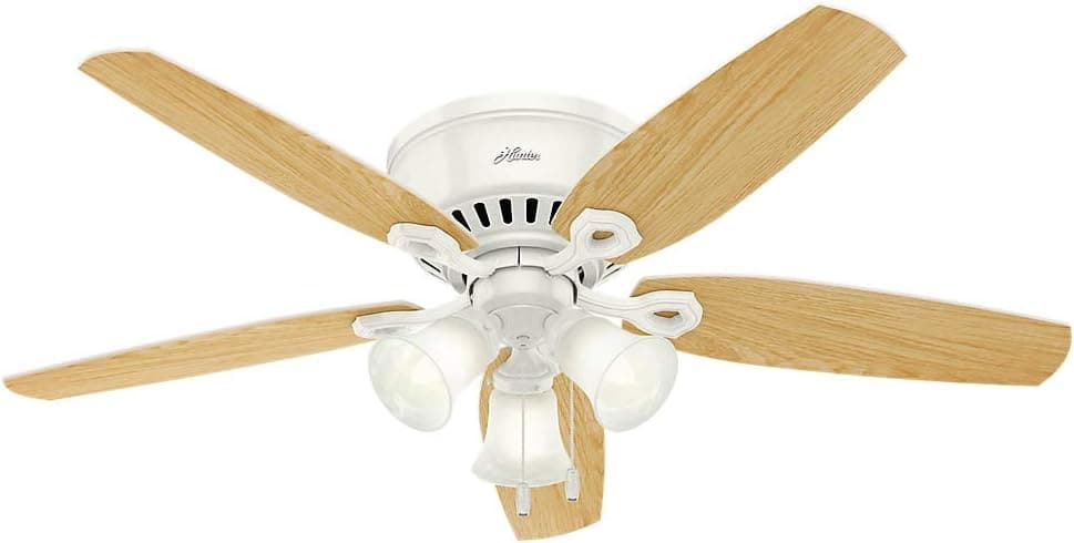Indoor 52 in. Low Ceiling Fan and Light, White Ceiling Fan, Hugger Ceiling Fan with Light-5-ErisView