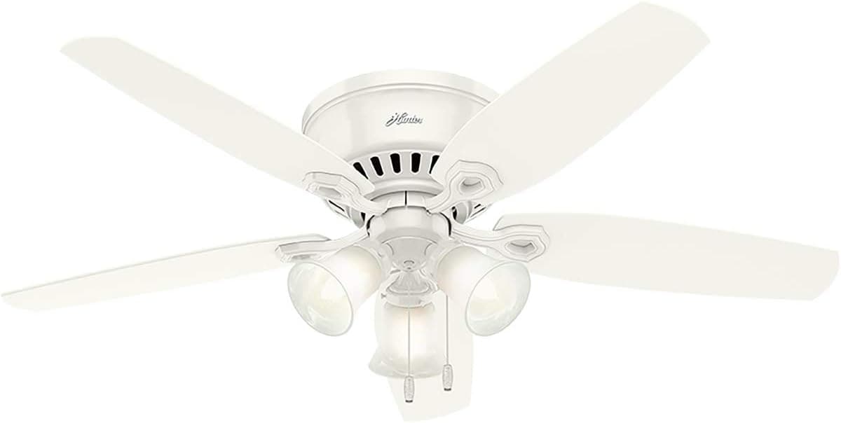 Indoor 52 in. Low Ceiling Fan and Light, White Ceiling Fan, Hugger Ceiling Fan with Light-1-ErisView