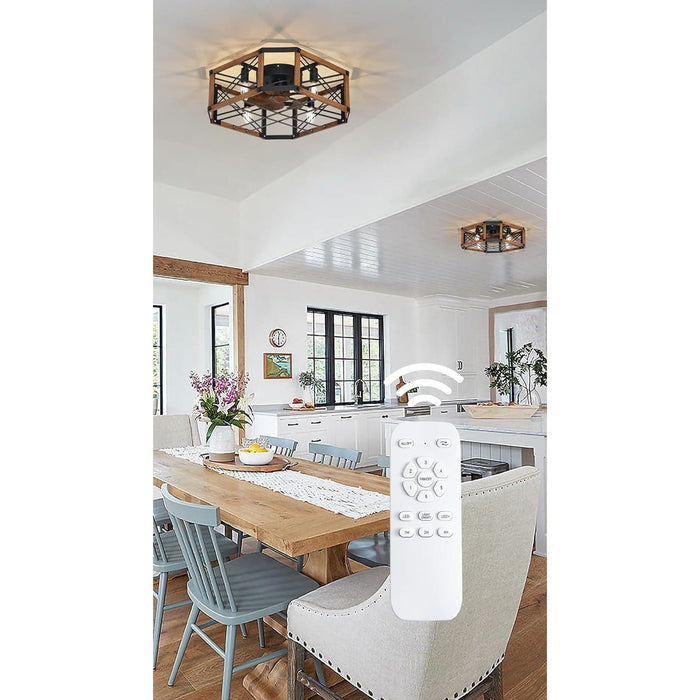 Indoor Cage Ceiling Fan with Dimmable Light and Remote Control-7-ErisView