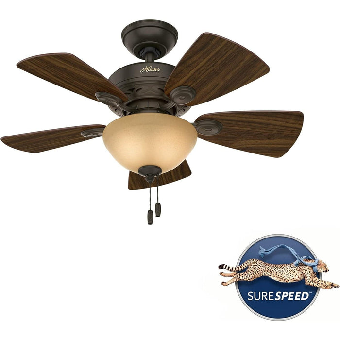  Indoor Ceiling Fan with LED Light and Pull Chain Control, Bronze Ceiling Fan, Ceiling Hugger Ceiling Fans-2-ErisView