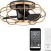 Indoor Outdoor 3 Blade Caged Flush Mount Ceiling Fan with Light and Remote, Matte Black Outdoor Ceiling Fan, Works with Alexa and Ios Or android APP-1-ErisView