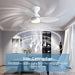 Indoor Outdoor Low Profile Flush Mount Ceiling Fan with Remote and APP Control, Small White Modern Ceiling Fan -6-ErisView