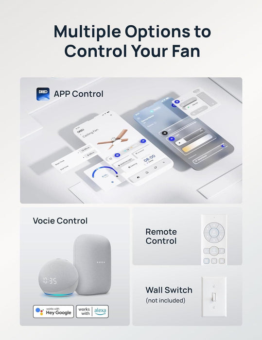 Indoor Silver Smart Ceiling Fan with Lights and Remote, Quiet Ceiling Fans with Lights, Dimmable LED Ceiling Fan with APP Alexa Control-3-ErisView