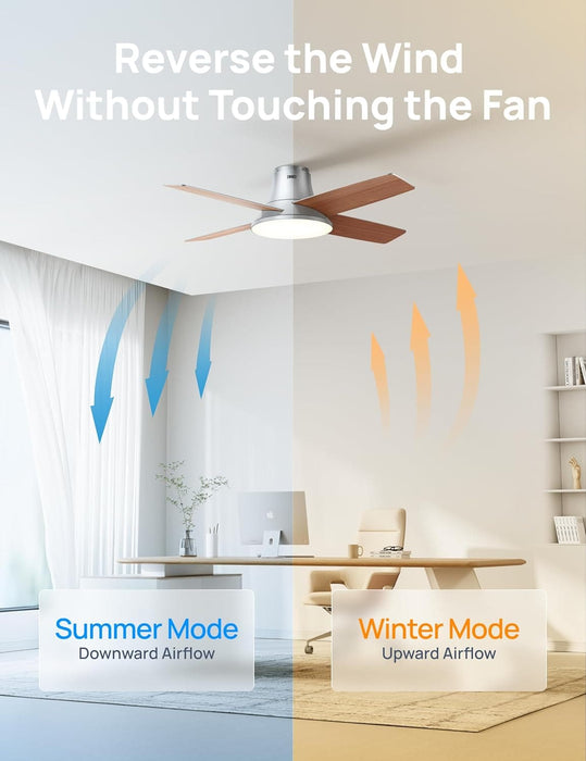 Indoor Silver Smart Ceiling Fan with Lights and Remote, Quiet Ceiling Fans with Lights, Dimmable LED Ceiling Fan with APP Alexa Control-6-ErisView