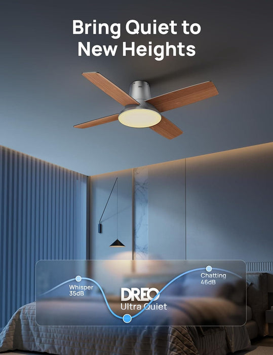Indoor Silver Smart Ceiling Fan with Lights and Remote, Quiet Ceiling Fans with Lights, Dimmable LED Ceiling Fan with APP Alexa Control-7-ErisView