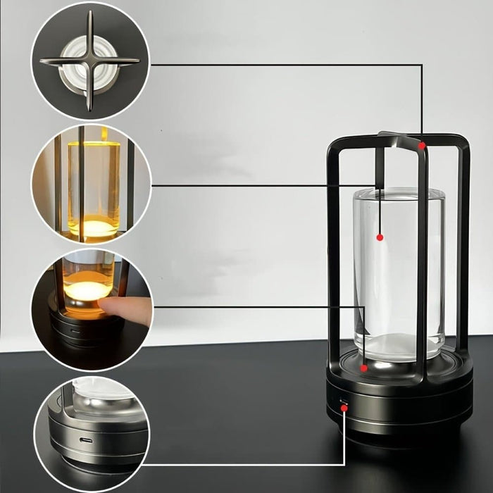 Indoor/Outdoor Portable Lantern Table Lamp, Dimming Cordless LED Table Lamp, Small Desk Lamp for Restaurant Bedroom Bar Coffee Camping ErisView