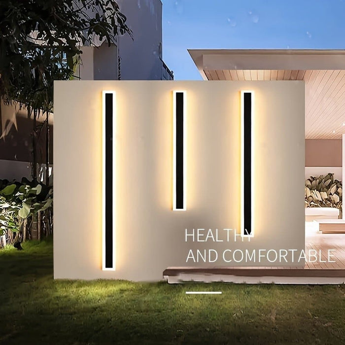 Indoor Outdoor Long Wall Light, Modern Black LED Wall Lamp, Waterproof Outdoor Strip Sconces Wall Lighting, Morden Exterior Wall Mount Light Fixture ErisView