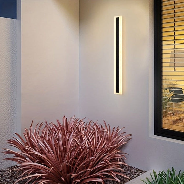 Indoor Outdoor Long Wall Light, Modern Black LED Wall Lamp, Waterproof Outdoor Strip Sconces Wall Lighting, Morden Exterior Wall Mount Light Fixture ErisView