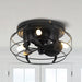 Industrial Ceiling Fan with Light and Remote, Flush Mount Ceiling Fan with Cage for Hallway Living Room Dining Room-ErisView