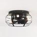 Industrial Ceiling Fan with Light and Remote, Flush Mount Ceiling Fan with Cage for Hallway Living Room Dining Room-ErisView
