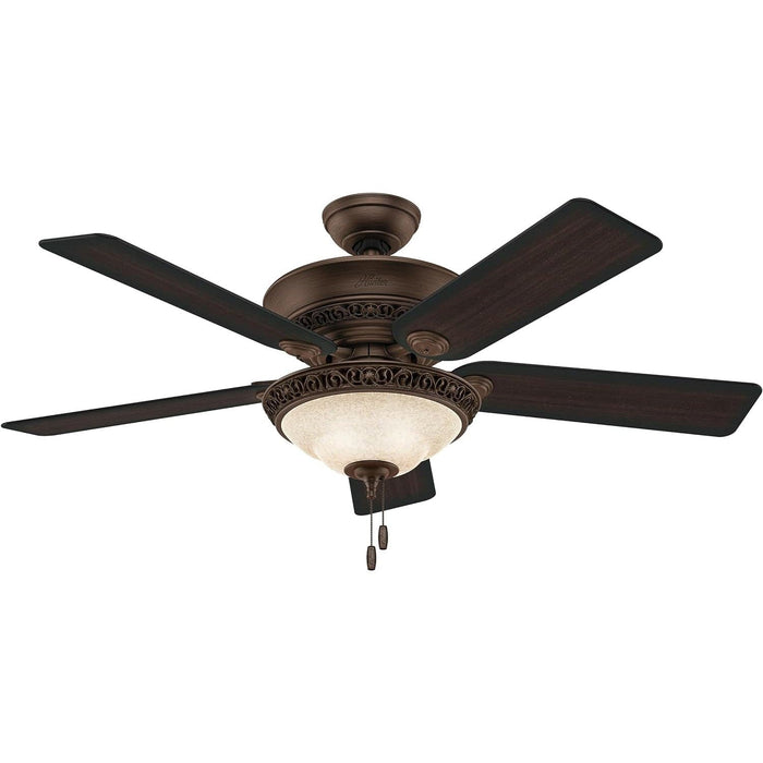 Italian Countryside Indoor Ceiling Fan with LED Light and Pull Chain Control, Hugger Ceiling Fan with Light-1-ErisView