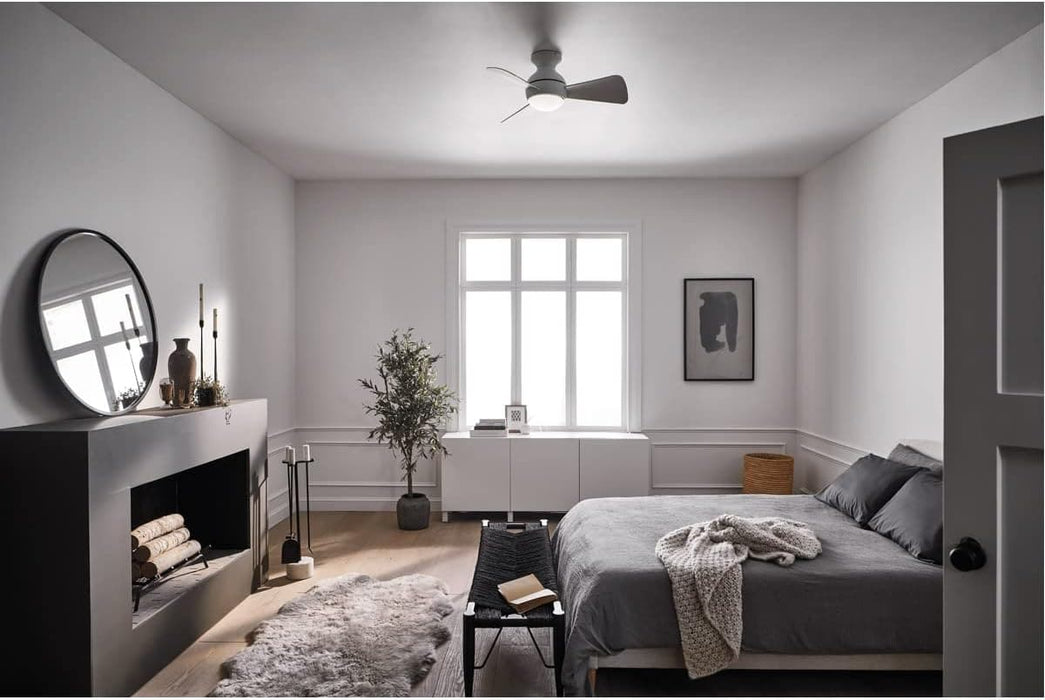 LED Ceiling Fan with Wall Control, Matte White Ceiling Fan, Contemporary Fans-5-ErisView