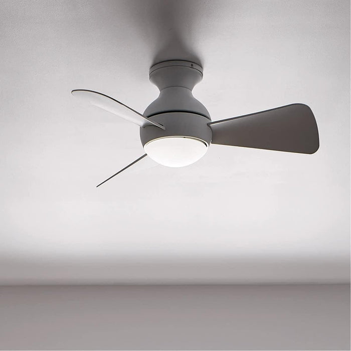 LED Ceiling Fan with Wall Control, Matte White Ceiling Fan, Contemporary Fans-7-ErisView