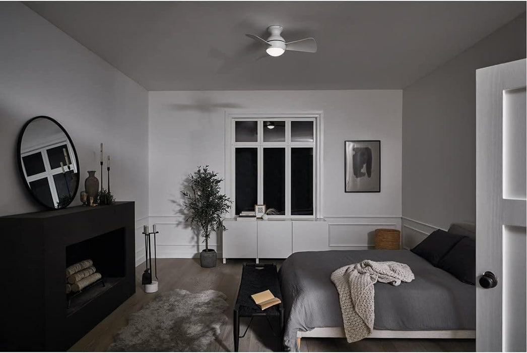 LED Ceiling Fan with Wall Control, Matte White Ceiling Fan, Contemporary Fans-8-ErisView
