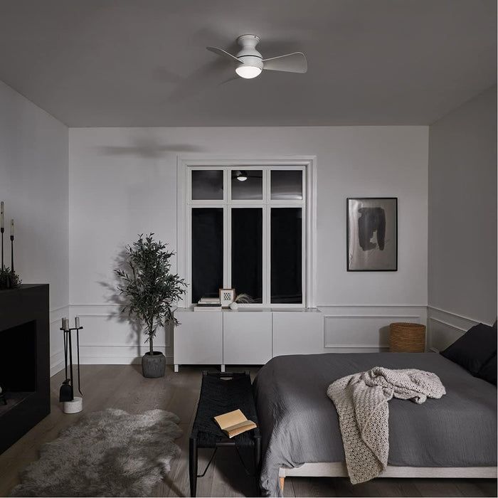 LED Ceiling Fan with Wall Control, Matte White Ceiling Fan, Contemporary Fans-9-ErisView