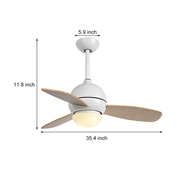 36 Inches Nordic Minimalist LED Remote Control Ceiling Fan Light for Living Room Dining Room
