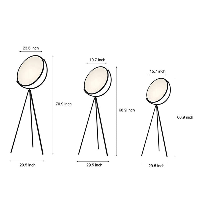 Metal Tripod Floor Lamp With 360° Round Adjustable Acylic Shade Decorate Standing Lamp